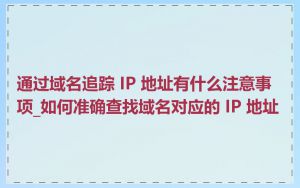 通过域名追踪 IP 地址有什么注意事项_如何准确查找域名对应的 IP 地址