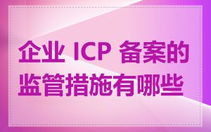 企业 ICP 备案的监管措施有哪些