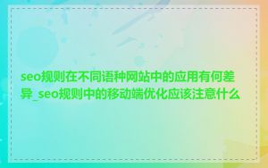 seo规则在不同语种网站中的应用有何差异_seo规则中的移动端优化应该注意什么