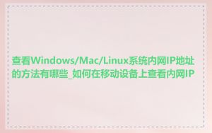 查看Windows/Mac/Linux系统内网IP地址的方法有哪些_如何在移动设备上查看内网IP