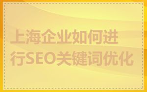 上海企业如何进行SEO关键词优化