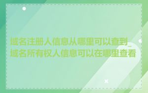 域名注册人信息从哪里可以查到_域名所有权人信息可以在哪里查看