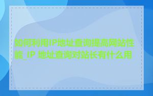 如何利用IP地址查询提高网站性能_IP 地址查询对站长有什么用