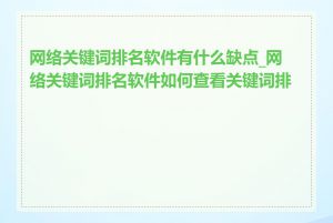 网络关键词排名软件有什么缺点_网络关键词排名软件如何查看关键词排名