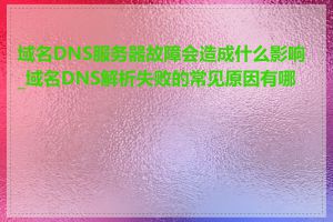 域名DNS服务器故障会造成什么影响_域名DNS解析失败的常见原因有哪些