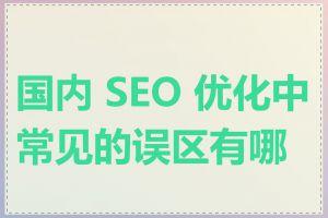 国内 SEO 优化中常见的误区有哪些