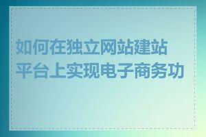 如何在独立网站建站平台上实现电子商务功能