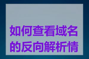 如何查看域名的反向解析情况