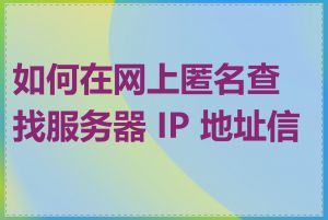 如何在网上匿名查找服务器 IP 地址信息