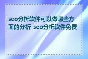 seo分析软件可以做哪些方面的分析_seo分析软件免费版