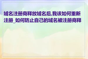 域名注册商释放域名后,我该如何重新注册_如何防止自己的域名被注册商释放