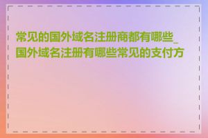 常见的国外域名注册商都有哪些_国外域名注册有哪些常见的支付方式