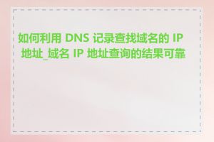 如何利用 DNS 记录查找域名的 IP 地址_域名 IP 地址查询的结果可靠吗