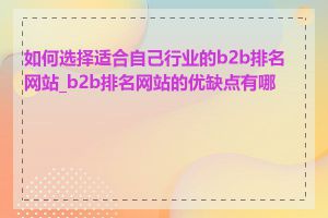 如何选择适合自己行业的b2b排名网站_b2b排名网站的优缺点有哪些